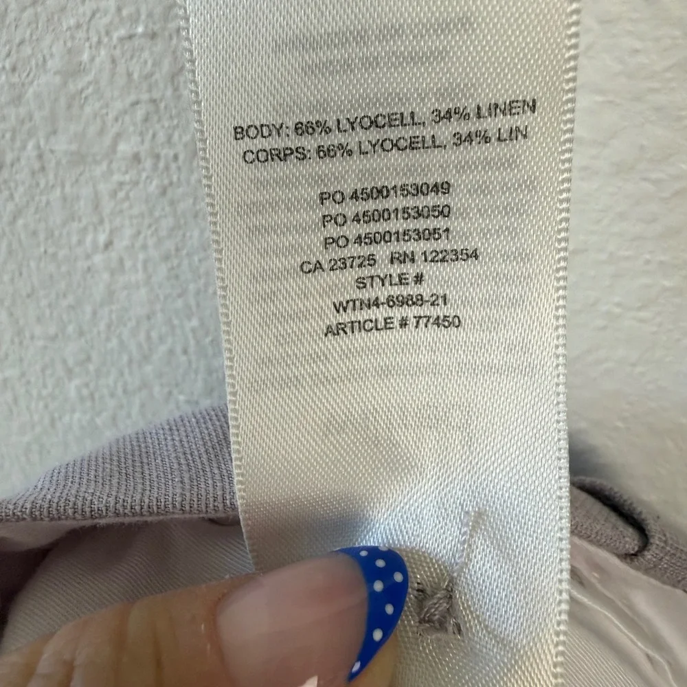 Aritzia Wilfred The Effortless Pants Linen Blend Trouser Cloudy Lilac Size 8